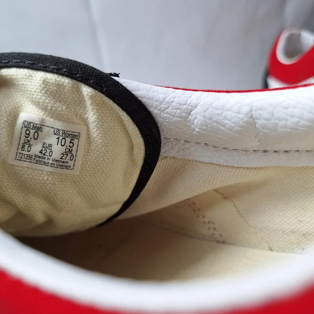 VANS Old Skool V 'Logo Pop' Sneaker Men/9 Wmn/10.5 Black/Red/White Check Skater